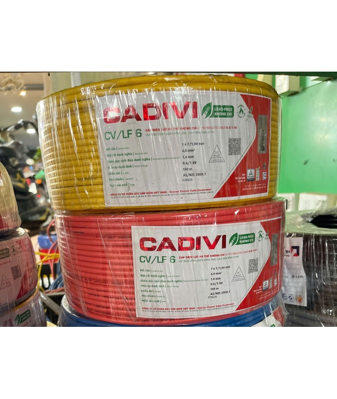 Dây điện đơn Cadivi CV/LF-6.0 – 0.6/1KV